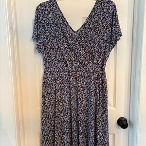 Blue Floral Wrap Dress